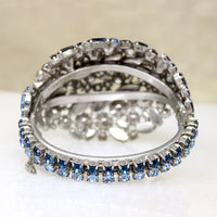 Brilliant Blue Rhinestone Cluster Bangle Bracelet