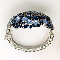 Brilliant Blue Rhinestone Cluster Bangle Bracelet
