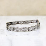 Romantic Blue Glass & Pearl Silver Filigree Bracelet
