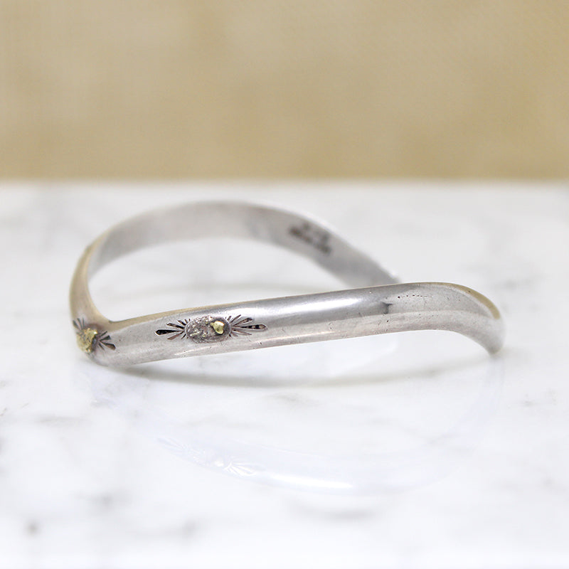 Sterling "V" Cuff with Gold Nugget Accents