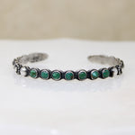 Slender Coin Silver Cuff with Lush Blue-Green Turquoise
