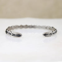 Slender Coin Silver Cuff with Lush Blue-Green Turquoise