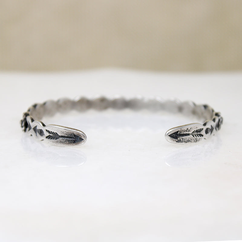 Slender Coin Silver Cuff with Lush Blue-Green Turquoise