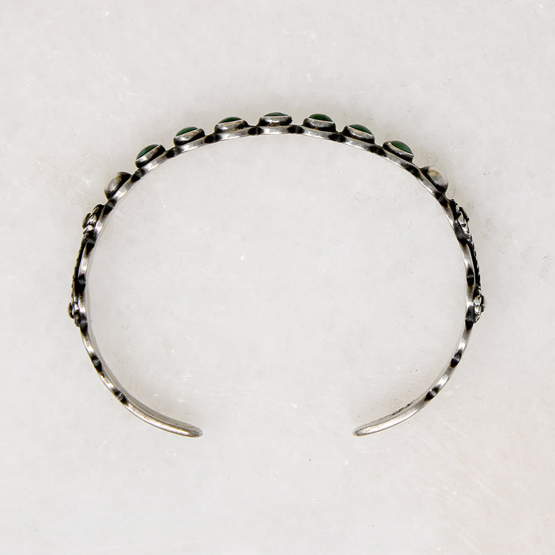 Slender Coin Silver Cuff with Lush Blue-Green Turquoise