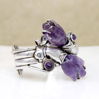 Breathtaking Spratling Silver & Amethyst Flower Cuff