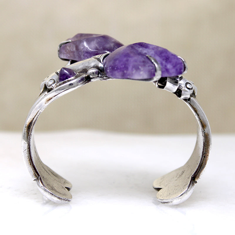 Breathtaking Spratling Silver & Amethyst Flower Cuff