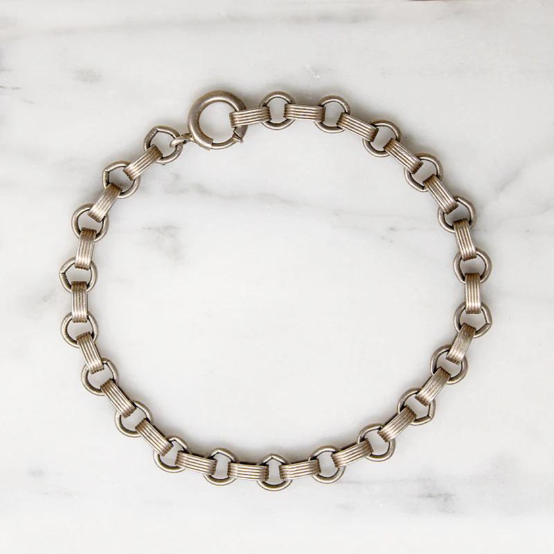 Edgy Ribbed Link Sterling Silver Bracelet – GSL