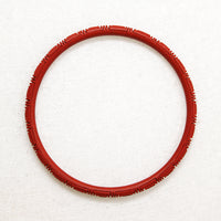 Slender Scarlet Cinnabar Bangle with Carved Meander 