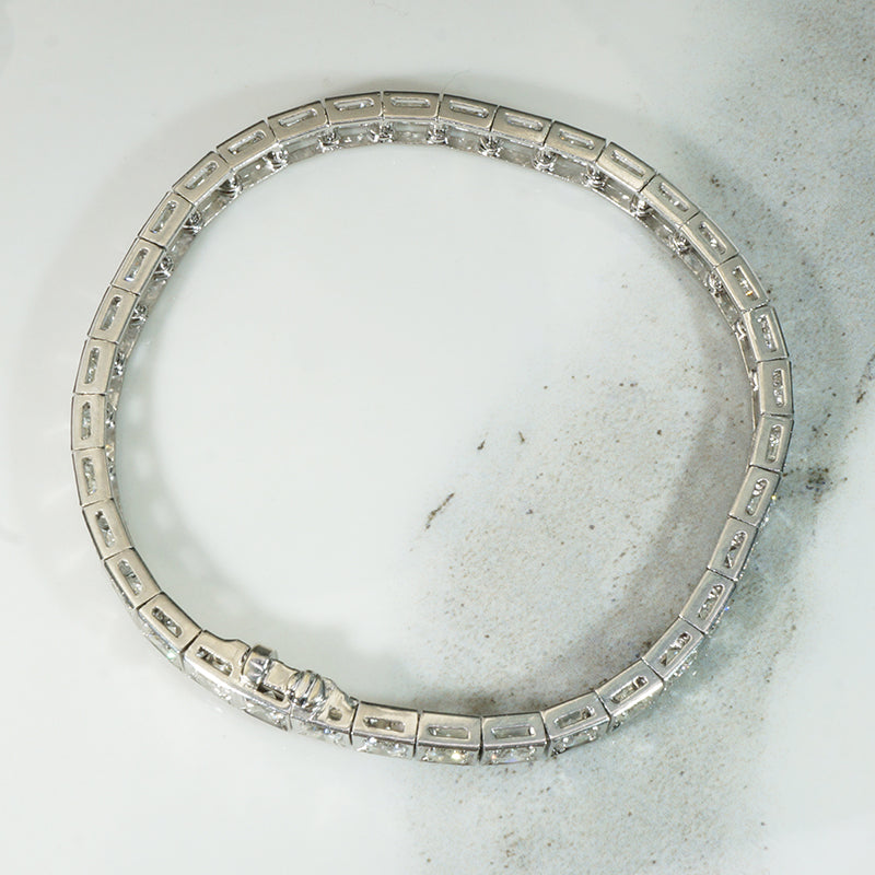 Shimmering Platinum and Diamond Vintage Line Bracelet