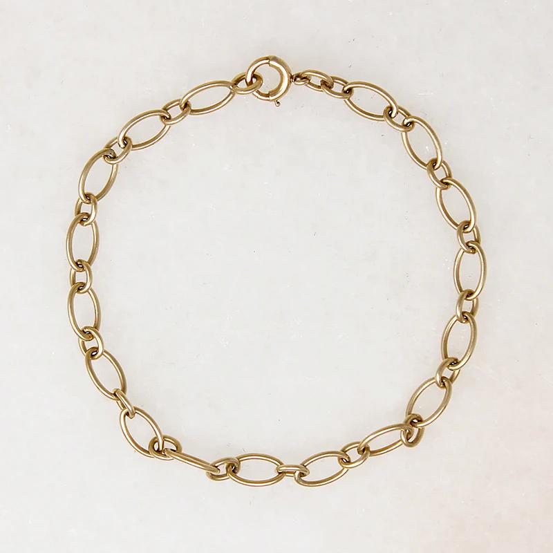 Round & Oval Link 14k Gold Bracelet