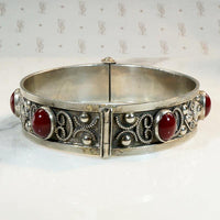 Italian Alpaca Bracelet with Amber Cabochons