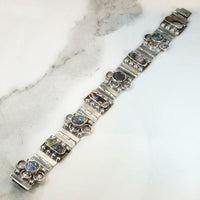 Fresh Floral Sterling & Abalone Inlay Panel Bracelet