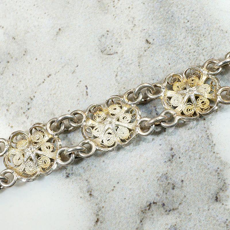 Filigree Flower Silver Line Bracelet