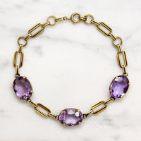 Flirty Art Deco Amethyst & Gold Link Bracelet