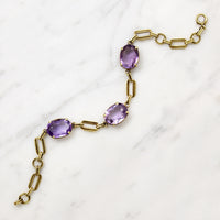 Flirty Art Deco Amethyst & Gold Link Bracelet