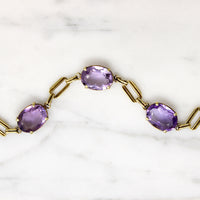 Flirty Art Deco Amethyst & Gold Link Bracelet