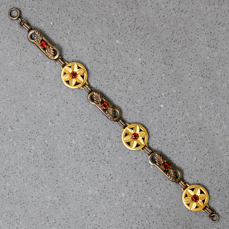 Playful Brass, Glass & Gold Filled Retro Bracelet