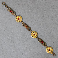 Playful Brass, Glass & Gold Filled Retro Bracelet