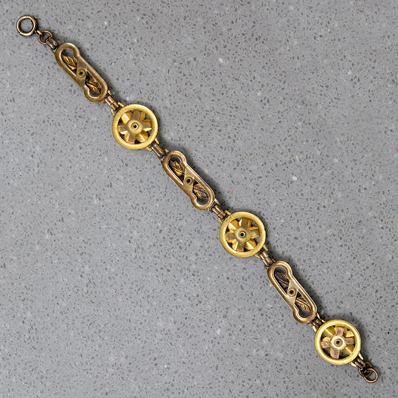 Playful Brass, Glass & Gold Filled Retro Bracelet