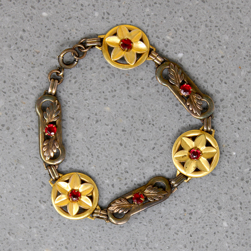Playful Brass, Glass & Gold Filled Retro Bracelet