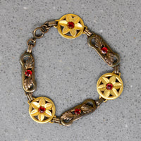 Playful Brass, Glass & Gold Filled Retro Bracelet