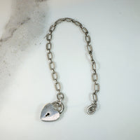 Adorable Victorian Revival Sterling Heart "Lock" Bracelet