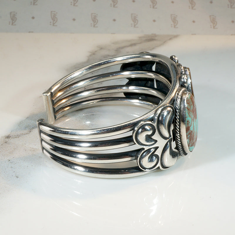 Navajo Royston Turquoise & Sterling Cuff by PJ Begay