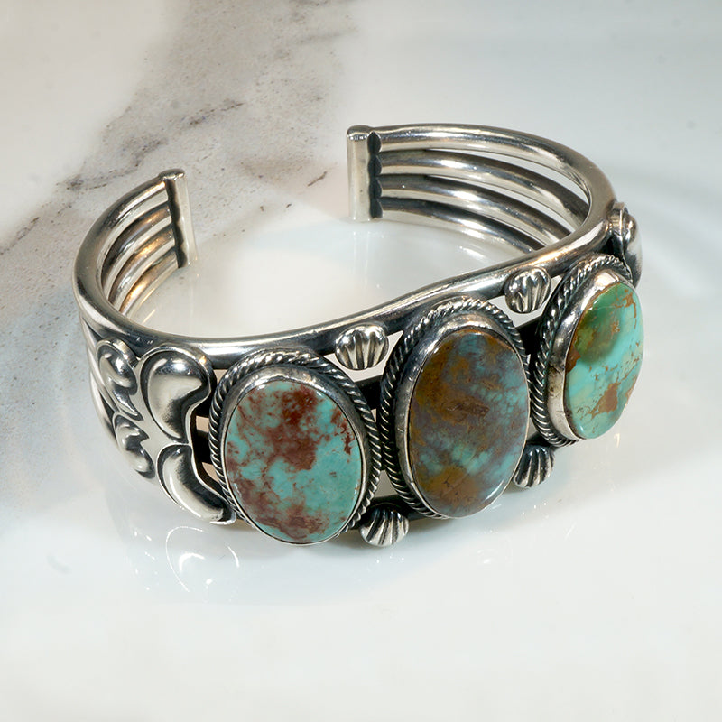 Navajo Royston Turquoise & Sterling Cuff by PJ Begay