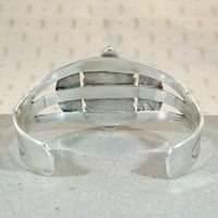 Gray & Black Agate in Embellished Sterling Cuff 