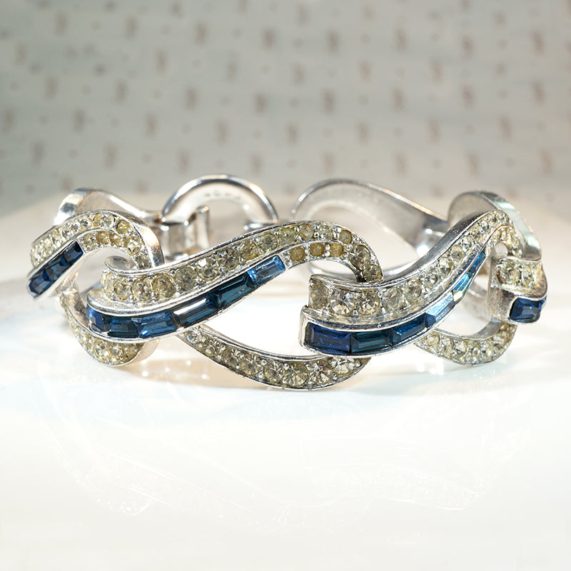 Vivacious Boucher Blue & White Rhinestone Bracelet