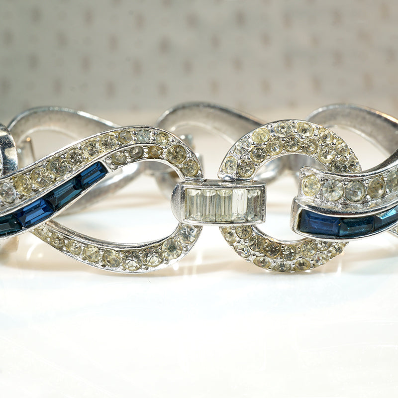 Vivacious Boucher Blue & White Rhinestone Bracelet