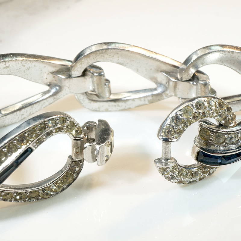 Vivacious Boucher Blue & White Rhinestone Bracelet