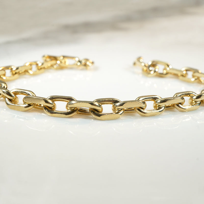 Disco Gold Faceted Cable Link Chain Bracelet