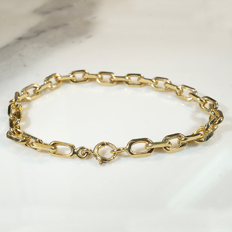 Disco Gold Faceted Cable Link Chain Bracelet
