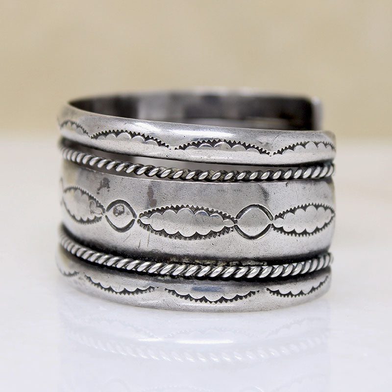 Navajo Sterling Cuff with Rocker Designs by TAHE