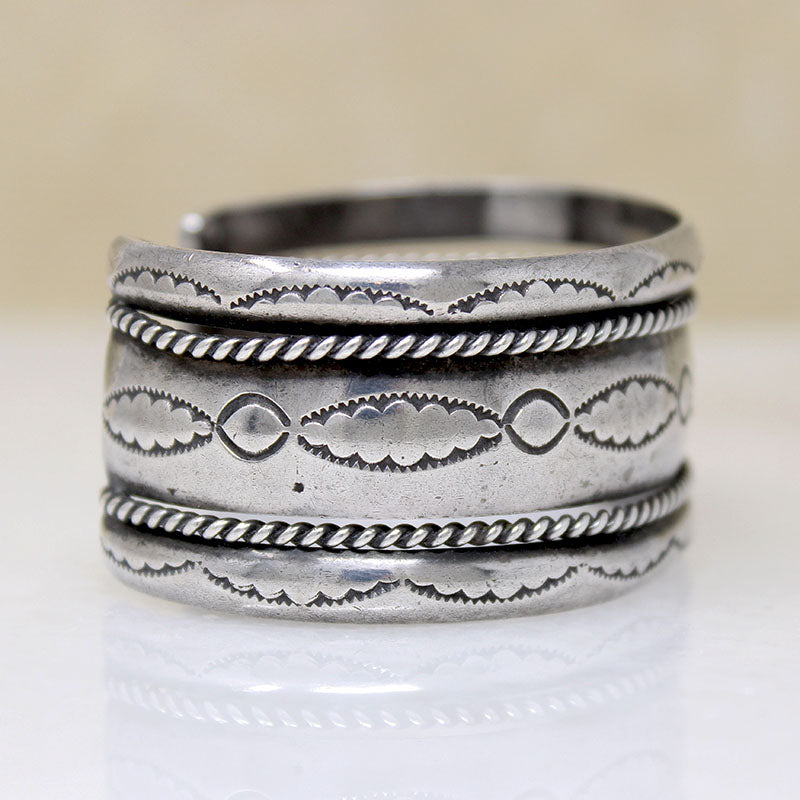 Navajo Sterling Cuff with Rocker Designs by TAHE