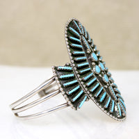 Turquoise-Colored Glass Petit Point Cuff Bracelet