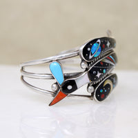 Vibrant Inlaid Bird Cuff Bracelet by R & R Glodove