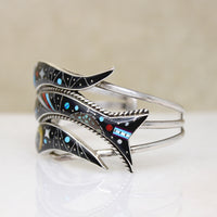 Vibrant Inlaid Bird Cuff Bracelet by R & R Glodove