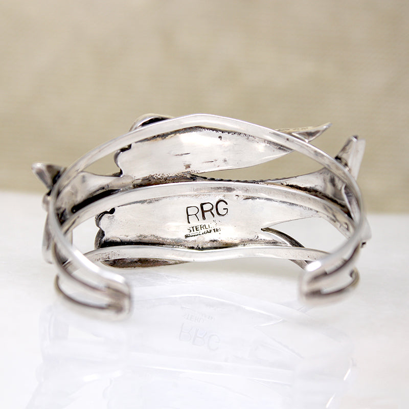 Vibrant Inlaid Bird Cuff Bracelet by R & R Glodove