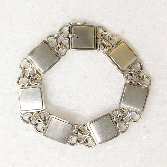 Danish Modern G Jensen Squares & Hearts Bracelet #70