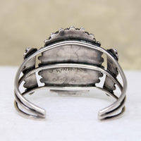 Zuni Turquoise Petit Point & Sterling Cuff Signed Wallace