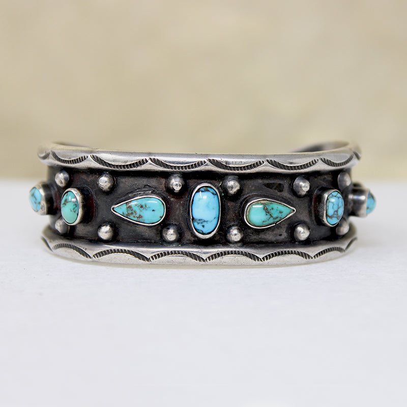 Gorgeous Sterling & Turquoise Cuff with Rockers