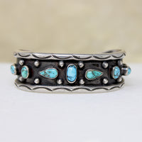 Gorgeous Sterling & Turquoise Cuff with Rockers