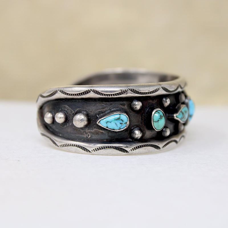 Gorgeous Sterling & Turquoise Cuff with Rockers