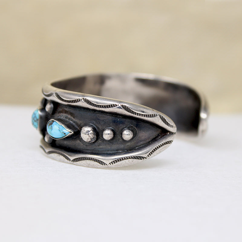 Gorgeous Sterling & Turquoise Cuff with Rockers