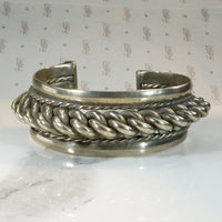 Chunky Twisted White Brass Cuff Bracelet