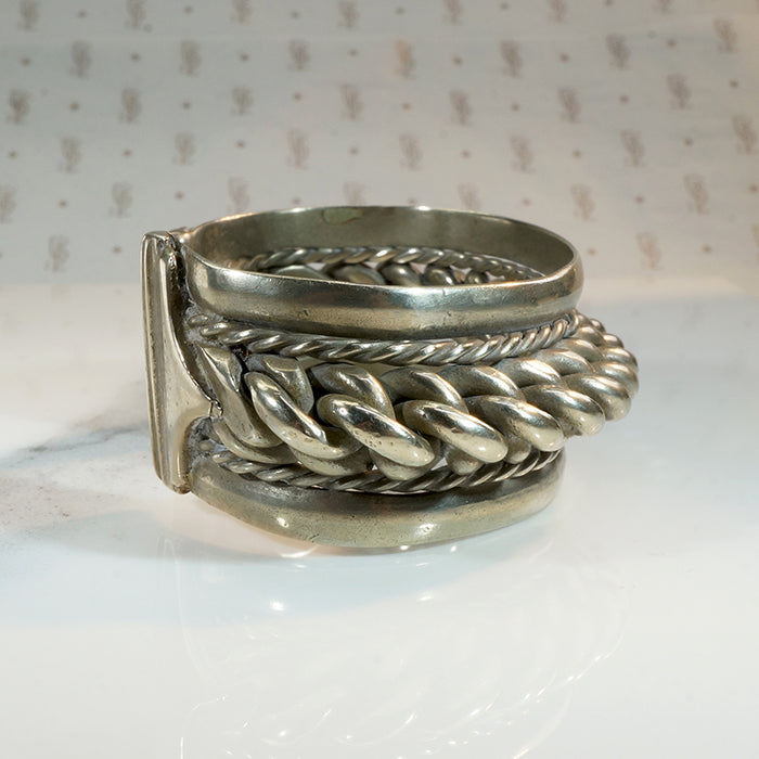 Chunky Twisted White Brass Cuff Bracelet