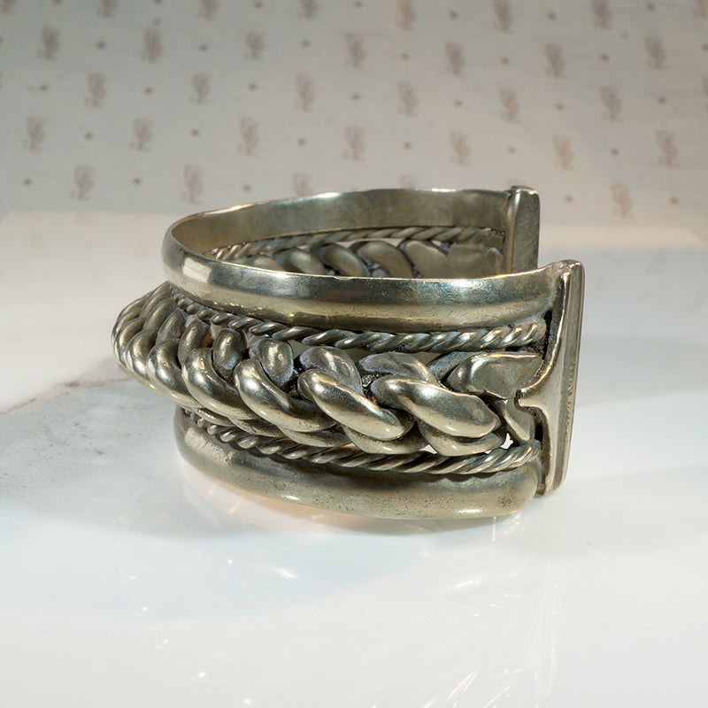 Chunky Twisted White Brass Cuff Bracelet