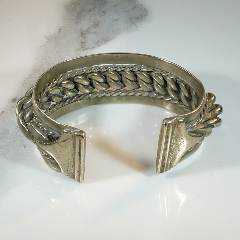 Chunky Twisted White Brass Cuff Bracelet